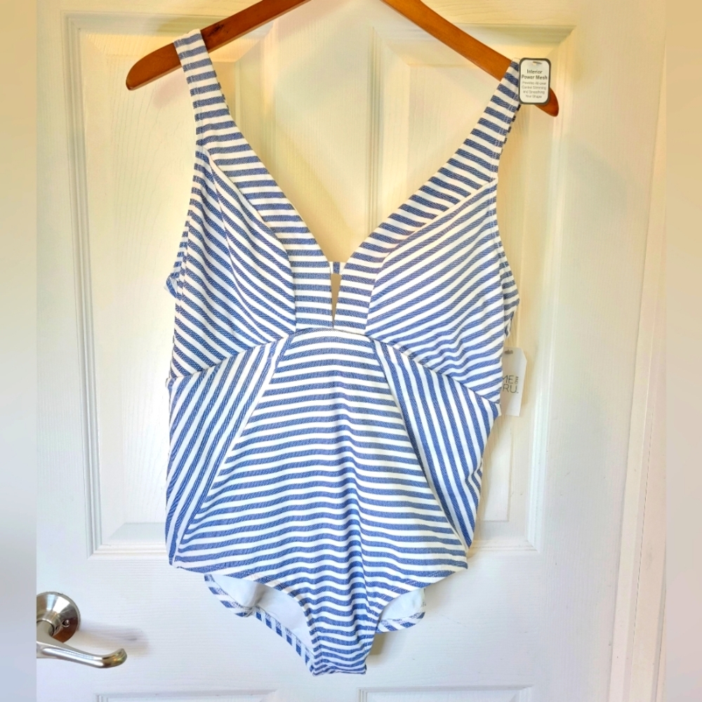Blue & White striped swimsuit